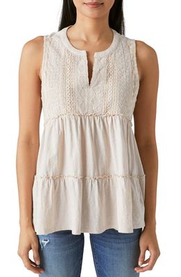 Lucky Brand Tiered Cotton Tunic Tank in Sand Dollar
