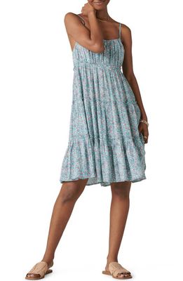 Lucky Brand Tiered Floral Print Sundress in Blue Multi