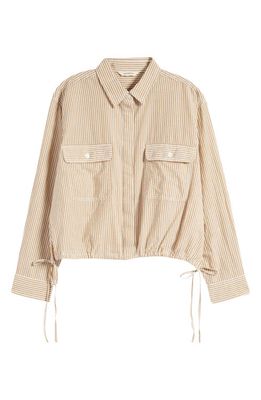 Lucky Brand Utility Button-Up Shirt in Brown Stripes