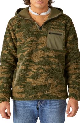 Lucky Brand Utility Camouflage Fleece Half-Zip Hoodie in Camo Army Colors