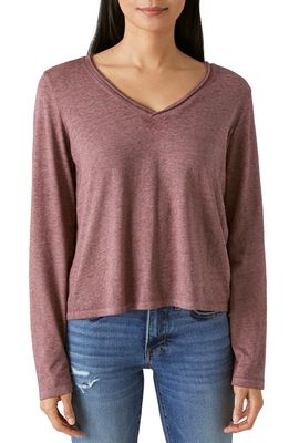 Lucky Brand V-Neck Long Sleeve T-Shirt in Fudge