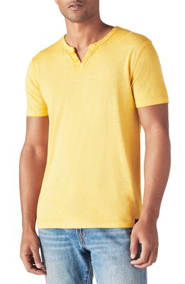 Lucky Brand Venice Button Notch Neck T-Shirt in Mineral Yellow