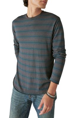 Lucky Brand Venice Stripe Long Sleeve T-Shirt in Grey Multi