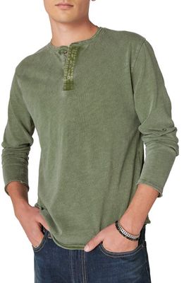 Lucky Brand Weekend Slub Cotton Jersey Henley in Camo Green Cotton