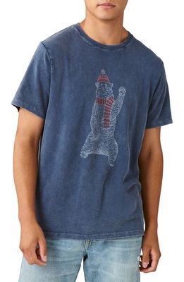 Lucky Brand Winter Bear Graphic Tee in Insignia Blue