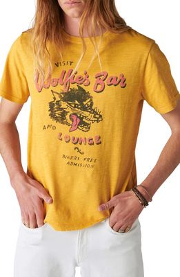 Lucky Brand Wolfie's Bar Slub Graphic T-Shirt in Golden Spice