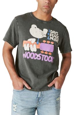 Lucky Brand Woodstock Cotton Graphic Tee in Raven