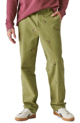 Lucky Brand x Guinness Embroidered Chino Pants in Olive Embroidery