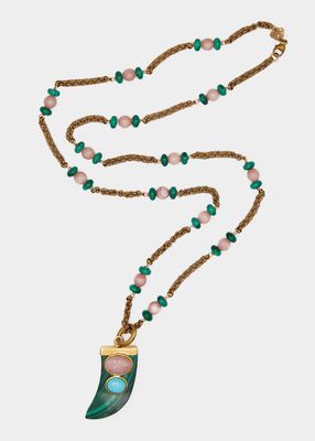 Lucky Charm Necklace with Malachite, Rhodonite and Turquoise Resin