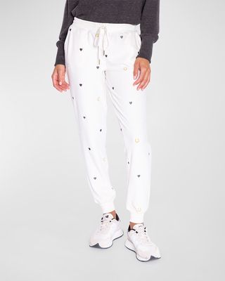 Lucky In Love Embroidered Fleece Joggers