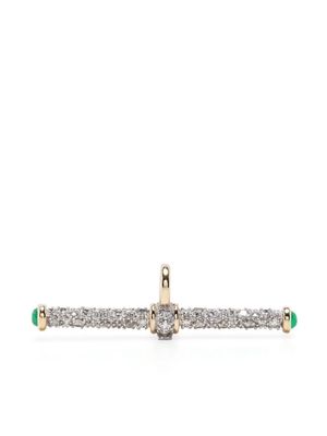 Lucy Delius Jewellery 14kt gold diamond and emerald T-bar pendant - Silver