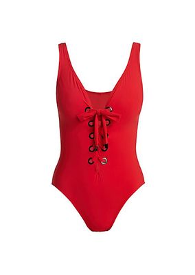 Lucy Lace-Up One-Piece Swimsuit