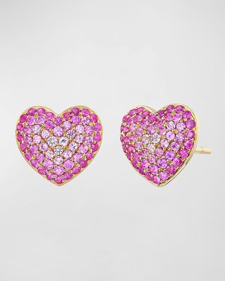Lucy Stud Earrings in 18K Yellow Gold and Pink Sapphires