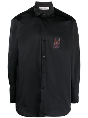 Ludovic de Saint Sernin crystal-embellished logo-patch shirt - Black