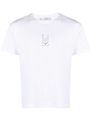 Ludovic de Saint Sernin crystal-logo cotton T-shirt - White