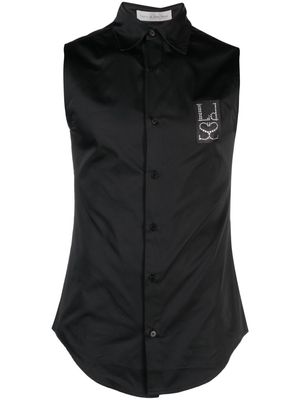 Ludovic de Saint Sernin crystal-logo sleeveless shirt - Black
