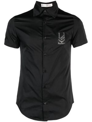Ludovic de Saint Sernin crystal-logo taffeta shirt - Black