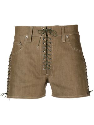 Ludovic de Saint Sernin lace-up denim shorts - Green