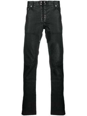 Ludovic de Saint Sernin lace-up slim-cut leather trousers - Black