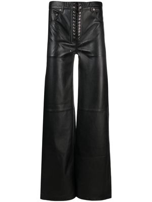 Ludovic de Saint Sernin lace-up wide-leg leather trousers - Black