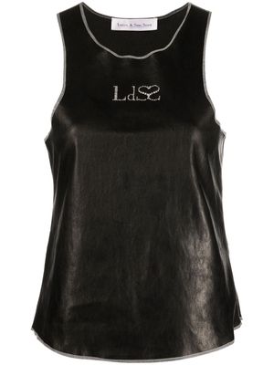 Ludovic de Saint Sernin rhinestone-embellished leather top - Black