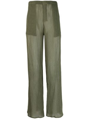 Ludovic de Saint Sernin semi-sheer elasticated trousers - Green