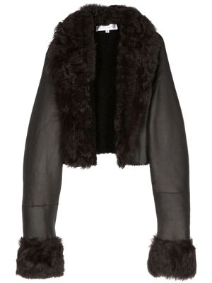 Ludovic de Saint Sernin shearling-trim cropped leather jacket - Brown