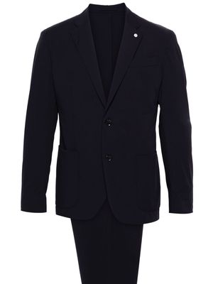 LUIGI BIANCHI MANTOVA brooch detail single-breasted suit - Blue