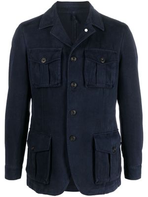 LUIGI BIANCHI MANTOVA button-up cotton military jacket - Blue