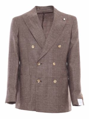 Luigi Bianchi Mantova Double-breasted Brown Blazer