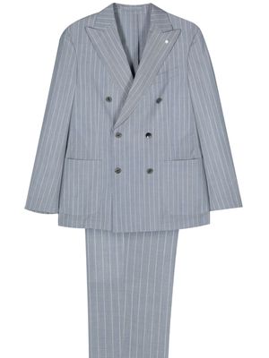LUIGI BIANCHI MANTOVA double-breasted striped suit - Blue