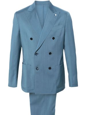 LUIGI BIANCHI MANTOVA double-breasted virgin wool suit - Blue