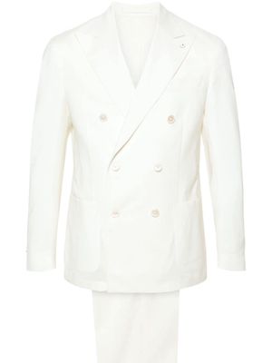 LUIGI BIANCHI MANTOVA double-breasted virgin wool suit - White