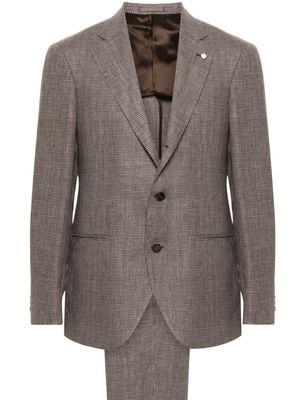 LUIGI BIANCHI MANTOVA houndstooth-pattern linen suit - Brown