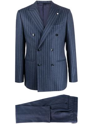 LUIGI BIANCHI MANTOVA pinstriped double-breasted suit - Blue