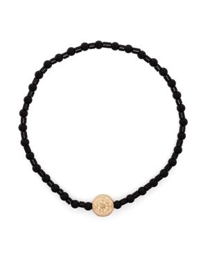 LUIS MORAIS 14kt yellow gold Money Seal beaded bracelet - Black