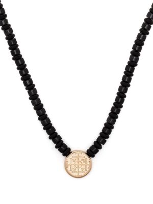 LUIS MORAIS 14kt yellow gold Money Seal onyx beaded necklace - Black