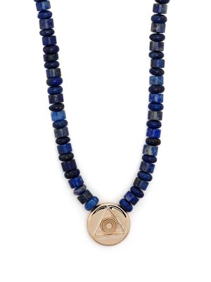 LUIS MORAIS 14kt yellow gold Shield lapis lazuli beaded necklace - Blue