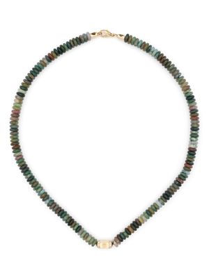 LUIS MORAIS 14kt yellow gold Sunburst diamond and agate beaded necklace - Green