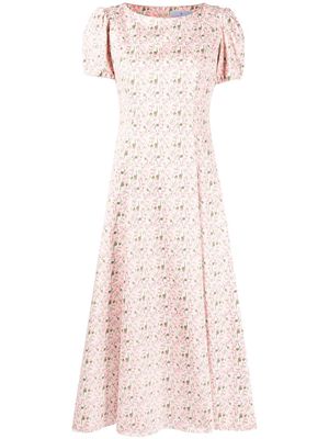 Luisa Beccaria floral-print flared midi dress - Pink