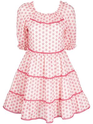 Luisa Beccaria motif-print short-sleeve dress - Pink