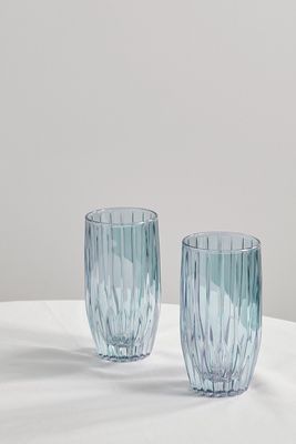 Luisa Beccaria - Set Of Two Large Iridescent Glass Tumblers - Blue