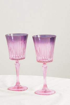 Luisa Beccaria - Shaded Set Of Two Iridescent Degradé Water Glasses - Purple