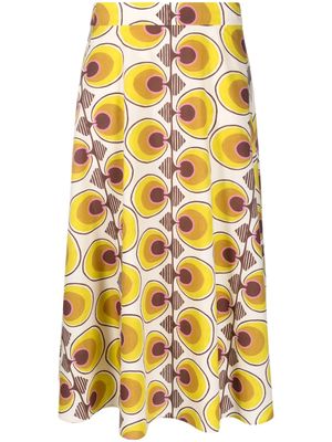 Luisa Cerano abstract-print A-line cotton skirt - White