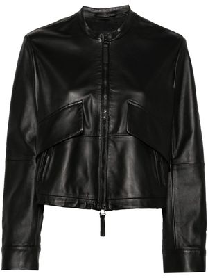 Luisa Cerano band-collar leather jacket - Black