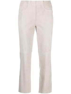 Luisa Cerano crease-effect suede straight-leg trousers - Grey