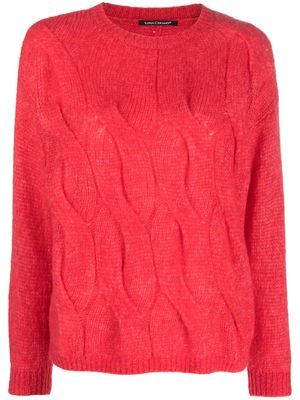 Luisa Cerano crew-neck cable-knit jumper - Red