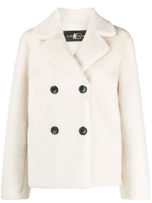 Luisa Cerano double-breasted faux-fur jacket - White
