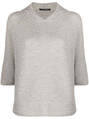 Luisa Cerano fine-knit hooded top - Grey