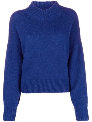 Luisa Cerano high-neck ribbed-trim jumper - Blue